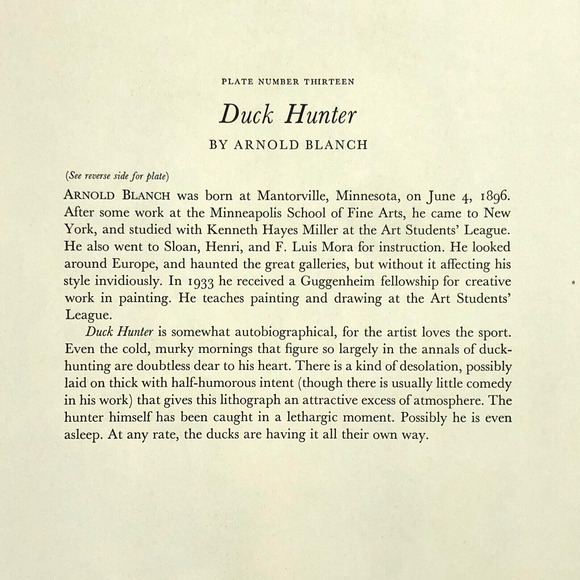 Arnold Blanch "Duck Hunter" Art 1930s Print Treasury Collection Sketch Vintage - Picture 5 of 10